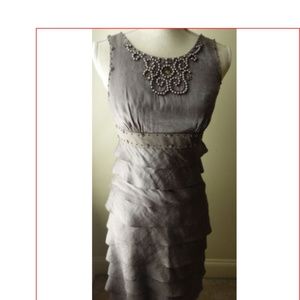 Adrianna Papell Size 4 Pewter Cocktail Dress